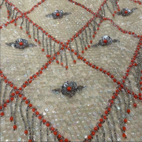 Vintage beige orange western sequin tank blouse - Picture 5 of 9